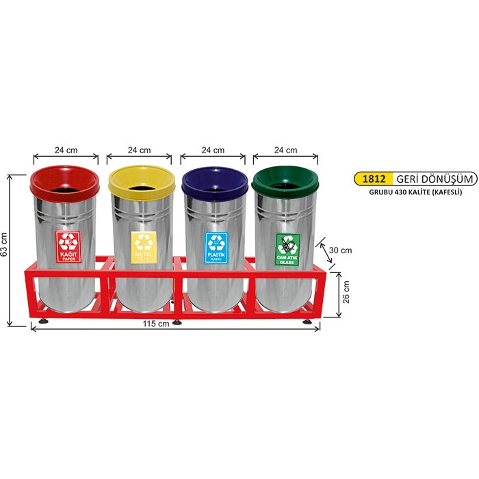 Ar Metal Kafesli Paslanmaz 4 l Geri Dnm Seti