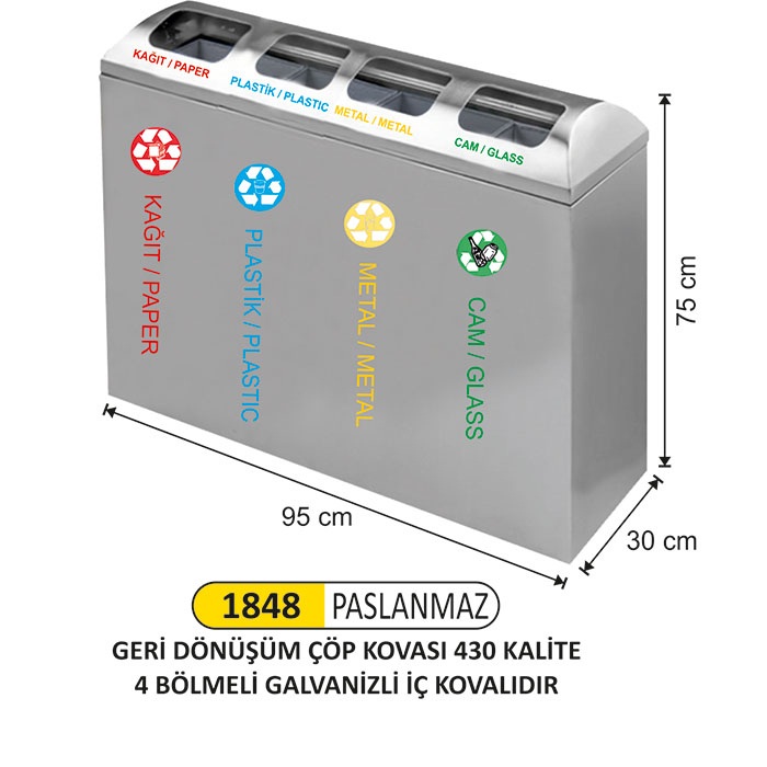 Ar Metal Paslanmaz 4 l Geri Dnm Seti