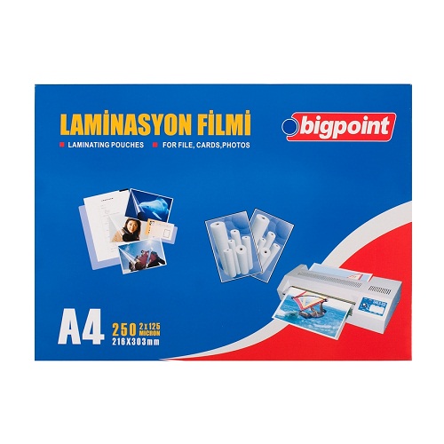 Bigpoint Laminasyon Filmi A4 125 Mikron 100 lü Kutu