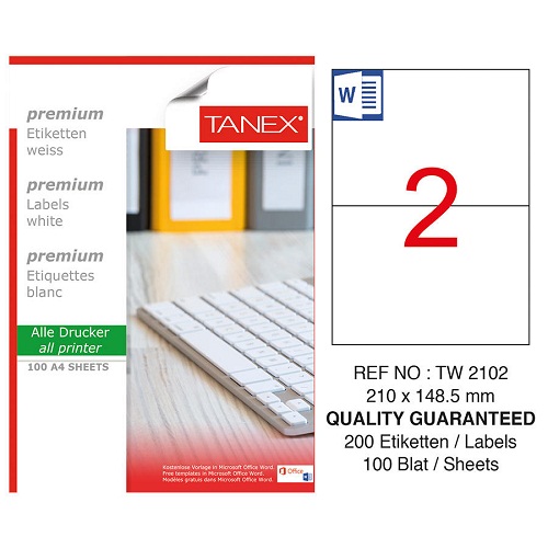 Tanex 210x148,5 Mm Laser Etiket 100 Ad.