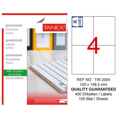 Tanex 105x148,5 Mm Laser Etiket 100 Ad.