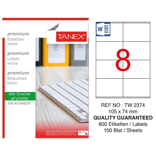 Tanex 105x74,25 Mm Laser Etiket 100 Ad.